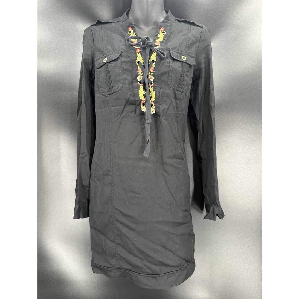 Anthropologie Holding Horses Embroidered Imogen Roll Up Sleeve Shirtdress Size 4 - Picture 1 of 8